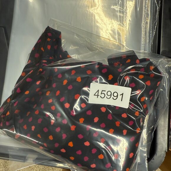 Loft Blouse Women L Large Black Geometric Ruffle Sleeveless Wide Strap Casual - Picture 7 of 7